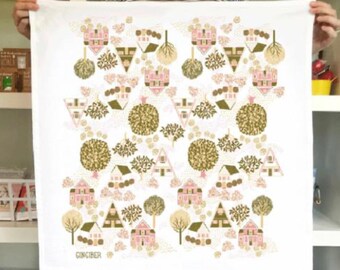 GINGIBER Cottage Tea Towel at thecottageneedle.com Spring Mother's Day sewing kitchen decor