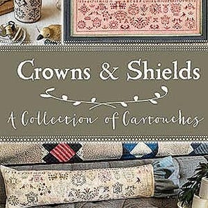 BLACKBIRD DESIGNS Crowns & Shields Collection of Cartouches sampler counted cross stitch patterns at cottageneedle.com