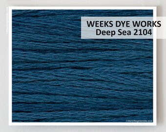 DEEP SEA 2104 Weeks Dye Works WDW hand-dyed embroidery floss cross stitch thread at thecottageneedle.com