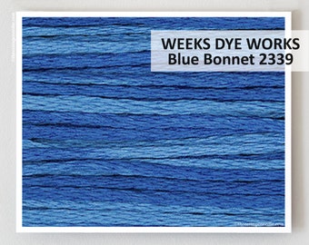 BLUE BONNET 2339 Weeks Dye Works WDW hand-dyed embroidery floss cross stitch thread at thecottageneedle.com