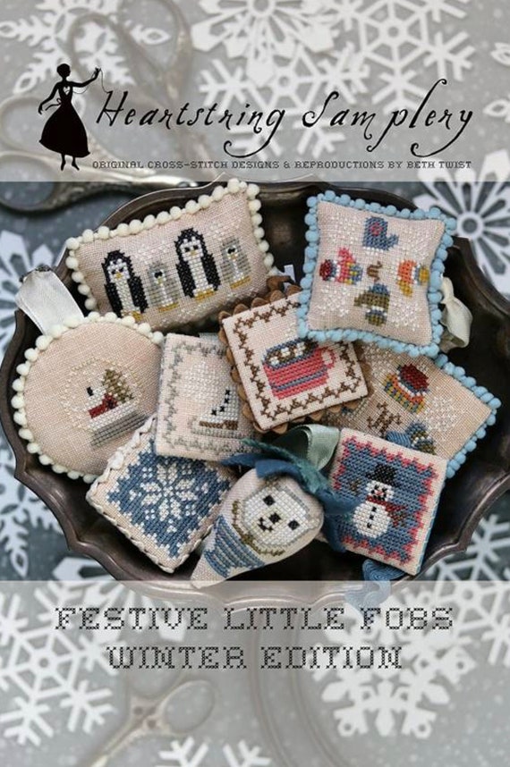 HEARTSTRING SAMPLERY Stitching Edition Festive Little Fobs series counted cross stitch patterns at thecottageneedle.com