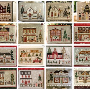 Pick One LITTLE HOUSE NEEDLeWORKS Ice Cream Shop #24 Music Store #23 Grocery #22  Post Office #21 cross stitch Hometown Holiday series