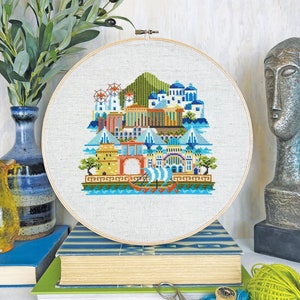 SATSUMA STREET Pretty Little Greece counted cross stitch patterns at cottageneedle.com