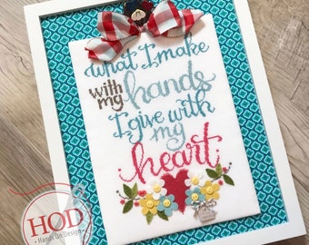 HANDS ON DESiGN Give With My Heart Includes embellishments Optional Threads cross stitch patterns at thecottageneedle.com Summer sayings