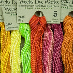 Rainbow Set of Weeks Dye Works size 12 perle cotton