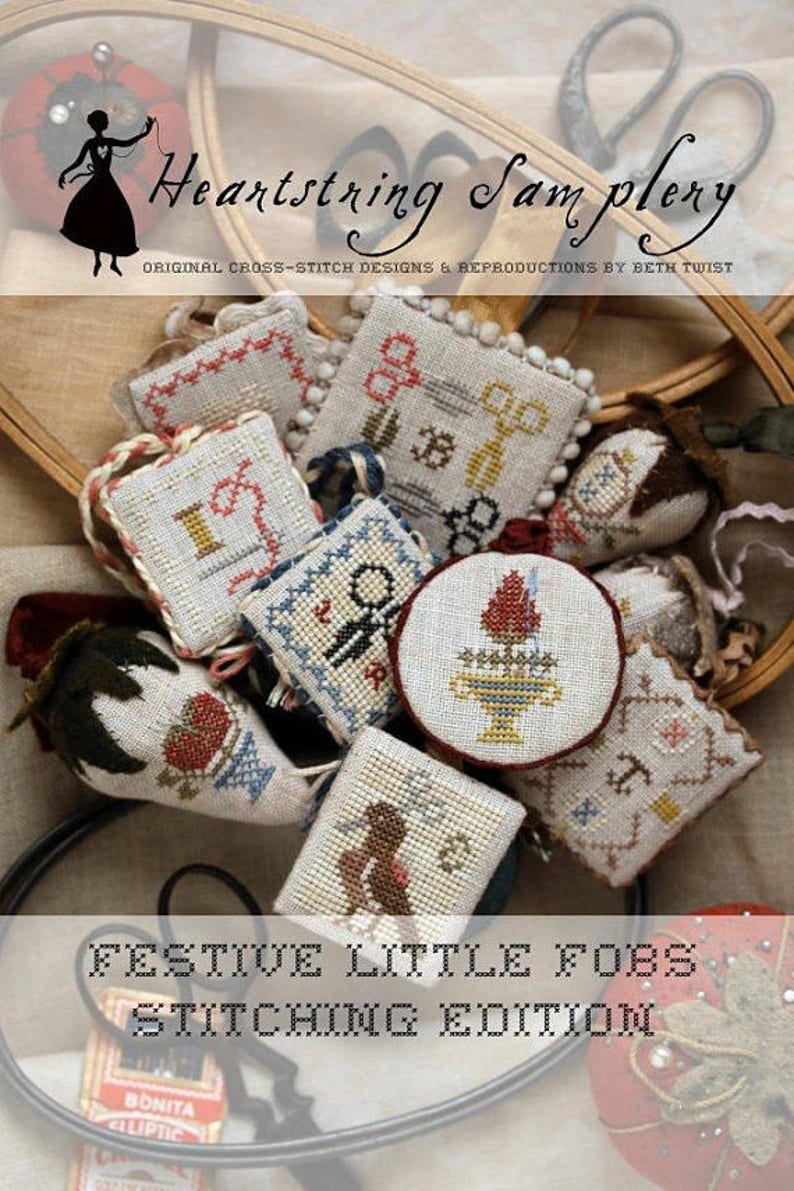 HEARTSTRING SAMPLERY Stitching Edition Festive Little Fobs series counted cross stitch patterns at thecottageneedle.com