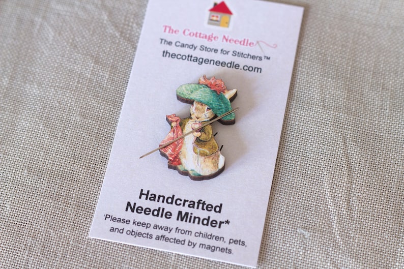 Benjamin Bunny Hat Needle Minder Beatrix Potter magnet gift for her Easter embroidery tool needles holder image 1