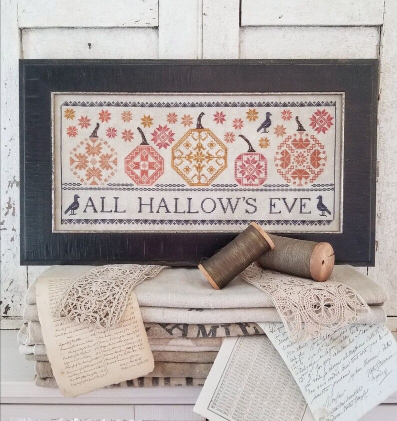 HELLO FROM LIZ MATHeWS Quaker Pumpkins counted cross stitch | Etsy