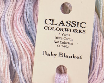 BABY BLANKET Classic Colorworks 6-strand embroidery floss hand-dyed overdyed thread cross stitch at cottageneedle.com