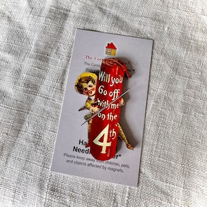 Will You Go Off With Me Needle Minder by cottageneedle.com magnet holder wooden patriotic USA 4th of July embroidery tool