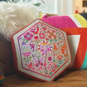 SATSUMA STREET Garden Party Warm counted cross stitch patterns at cottageneedle.com wall art color block