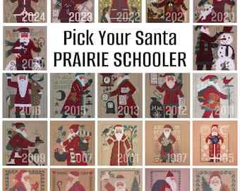 PATRONES DE PAPÁ NOEL ESCOLARES de Prairie Schooler (1984, 1985, 1987, 1989, 1990-1991, 1993-1994, 1996-2002, 2004-2007, 2010-2022, 2026)