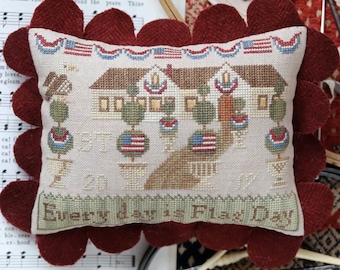 HEARTSTRING SAMPLERY Flag Day at Twin Gables counted cross stitch patterns at thecottageneedle.com