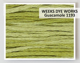 GUACAMOLE 1193 Weeks Dye Works WDW Hilo de bordar de 6 hebras teñido a mano para punto de cruz Conos de 450 yardas disponibles
