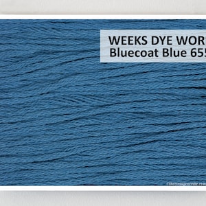 Hilo de bordar para punto de cruz teñido a mano BLUECOAT BLUE 6550 Weeks Dye Works WDW en cottageneedle.com