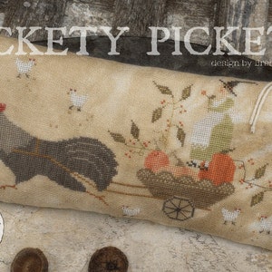 WITH THY NEeDLE Hickety Pickety counted cross stitch patterns at cottageneedle.com Autumn Fall holidays rooster witch wagon