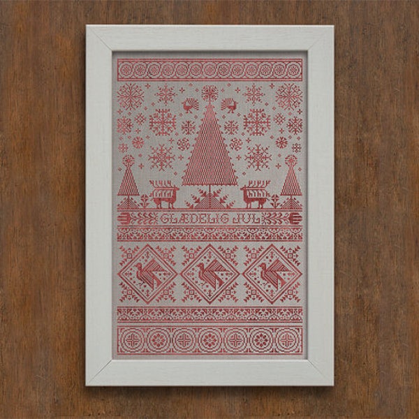 PDF DOWNLOAD Scandinavian Christmas Sampler digital counted cross stitch patterns by Modern Folk monochromatic Winter December tree