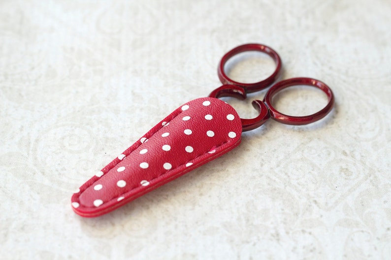 Pick One Polka Dot Scissor Sheath Case Holder Protector 5 Colors 2 Sizes Available Inazuma Japan cisaux de broderie image 2