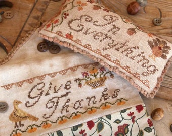 HEARTSTRING SAMPLERY In Everything Pincushion and Sewing Pocket counted cross stitch patterns at thecottageneedle.com