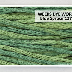 Hilo de bordar teñido a mano BLUE SPRUCE 1276 Weeks Dye Works WDW para punto de cruz en cottageneedle.com