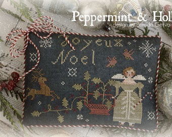 CON TU AGUJA Patrones de punto de cruz contados Peppermint & Holly en thecottageneedle.com