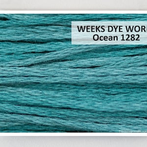 Hilo de bordar teñido a mano OCEAN 1282 Weeks Dye Works WDW para punto de cruz en cottageneedle.com
