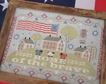 New! TWIN PEAK PRIMITIVES Home Of The Brave counted cross stitch patterns at thecottageneedle.com