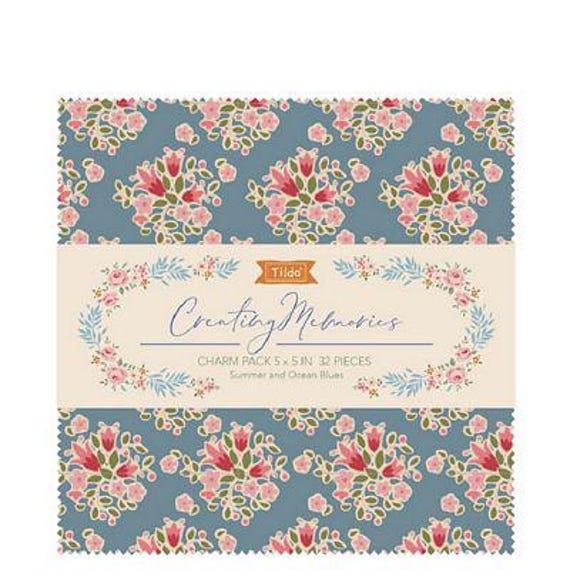 SUMMER CREATING MEMORIES by Tilda Seasonal Basics 5" Charm Pack or yardage fabric at cottageneedle. com English Paper Quilting Tone Finannger