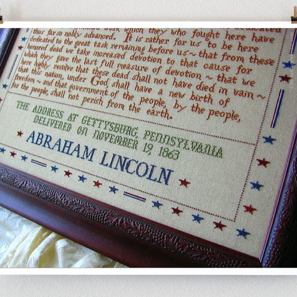 PRIMROSE NEEDLEWORKS 272 Words Gettysburg Address counted cross stitch pattern Abraham Lincoln