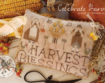 WiTH THY NEeDLE Celebrate Harvest counted cross stitch patterns at cottageneedle.com Brenda Gervais