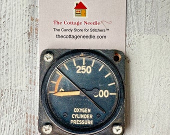Oxygen Gage Needle Minder at thecottageneedle.com magnet counted cross stitch vintage look