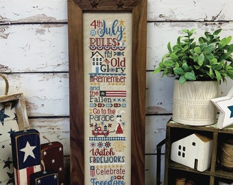 New! PRIMROSE COTTAGE 4th of July Rules counted counted cross stitch patterns at thecottageneedle.com