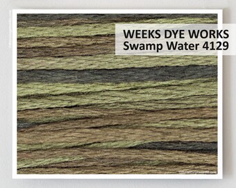 SWAMP WATER 4129 Weeks Dye Works WDW hand-dyed embroidery floss cross stitch thread at thecottageneedle.com