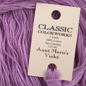 AUNT MARIE&#39;S VIOLET Classic Colorworks 6-strand embroidery floss hand-dyed overdyed thread cross stitch at cottageneedle.com