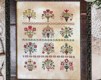 New! JEANNETTE DOUGLAS Mini Bouquet Collection counted cross stitch patterns at thecottageneedle.com