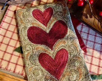 OLD TATTERED FLAG Wonky Hearts Punch Needle patterns at thecottageneedle.com