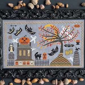KATHY BARRICK Haunted 2 Designs counted cross stitch patterns at cottageneedle.com sampler Halloween October