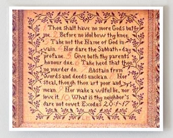 LA-D-DA Commandments counted cross stitch patterns thecottageneedle.com ten 10 commandments bible Moses