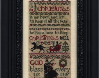 ERICA MICHAELS Ebenezer's Christmas counted cross stitch patterns at thecottageneedle.com Charles Dickens December 25