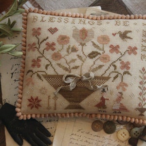 WITH THY NEEDLE Blessings Be Thine counted cross stitch patterns at thecottageneedle.com Valentine's Day February