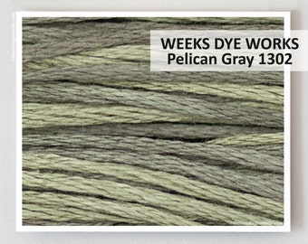 PELICAN GRAY 1302 Weeks Dye Works WDW hand-dyed 6-strand embroidery floss cross stitch thread