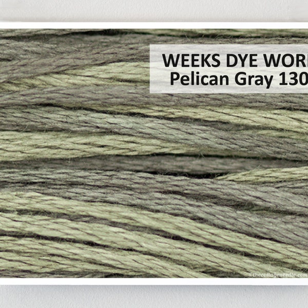 PELICAN GRAY 1302 Weeks Dye Works WDW hand-dyed 6-strand embroidery floss cross stitch thread