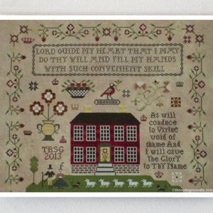 PLUM STREET SAMPLERS Crowned Bird Sampler counted cross stitch patterns at cottageneedle.com reproduction