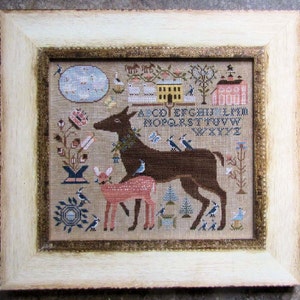 KATHY BARRICK Dearie & Darling counted cross stitch patterns at cottageneedle.com deer sampler harvest