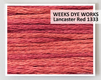 LANCASTER RED 1333 Weeks Dye Works WDW hand-dyed embroidery floss cross stitch thread at thecottageneedle.com