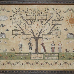 PDF DOWNLOAD My Family Tree digital counted cross stitch patterns by Willow Hill Samplings at cottageneedle.com colonial customizable