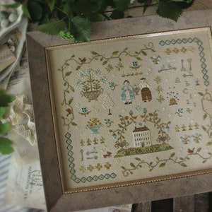 WITH THY NEEDLE Heart of the Home Sampler counted cross stitch patterns at cottageneedle.com prim