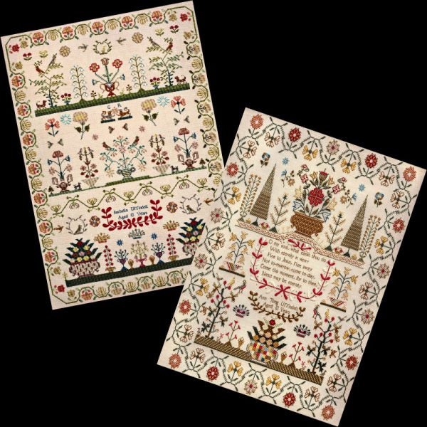 HANDS ACRoSS THE SeA Assorted Blank Cards w/cross stitch patterns Queen of the May Weston Uffindell