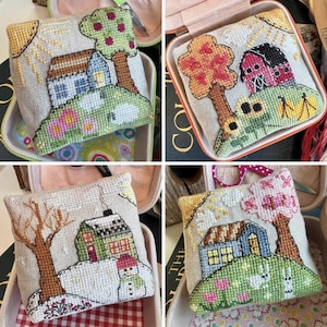LUHU STITCHES Bunny Land Sunnyside Farm Pumpkin Farm Snowman Hill Pin Keep counted cross stitch patterns 2025 Nashville Market