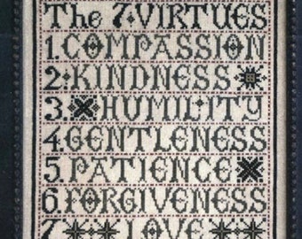 PDF Download LA D DA 7 Virtues counted cross stitch patterns at thecottageneedle.com